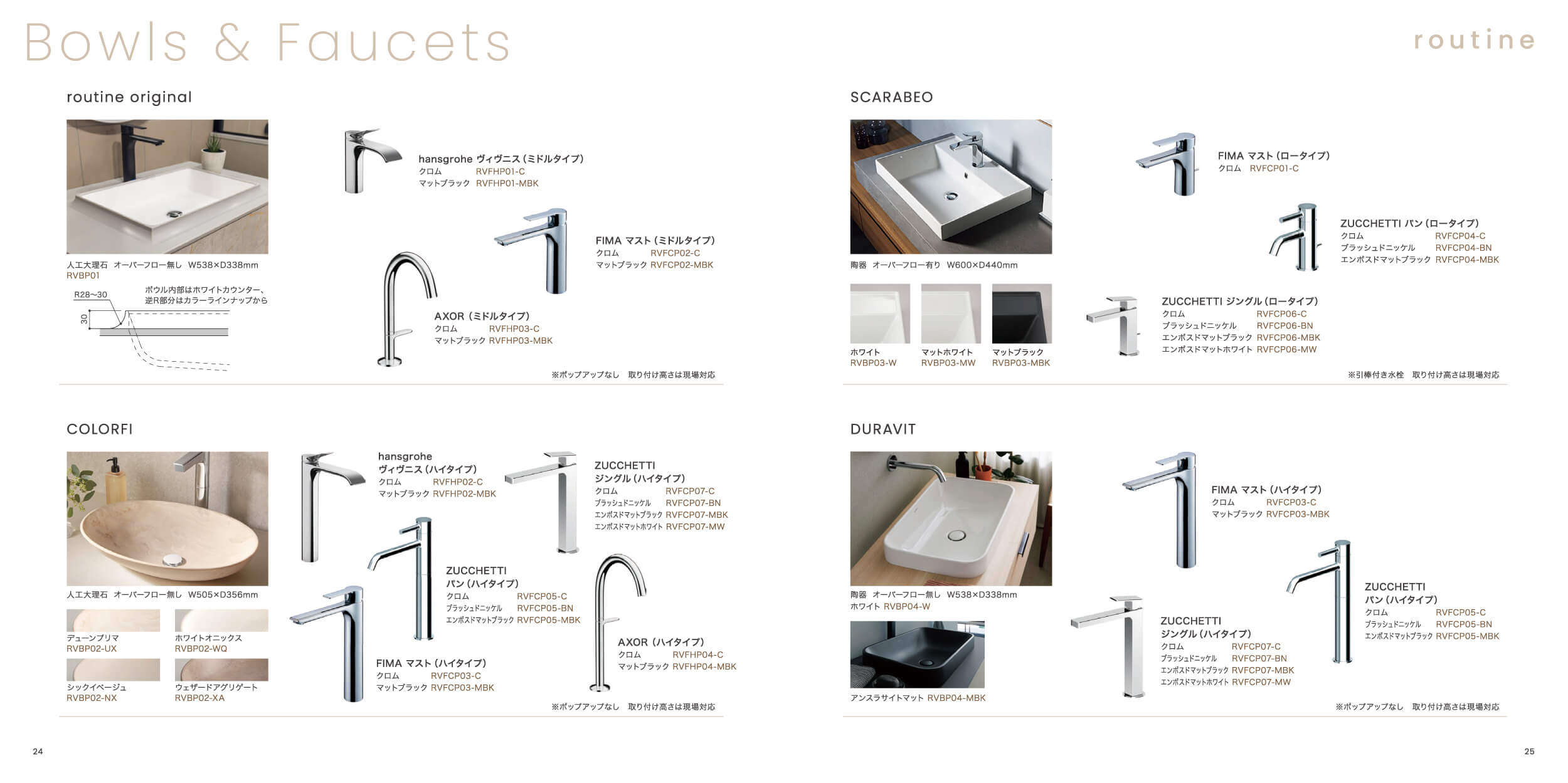 セミオーダーバスルーム「routine」のカタログ（P24-25）